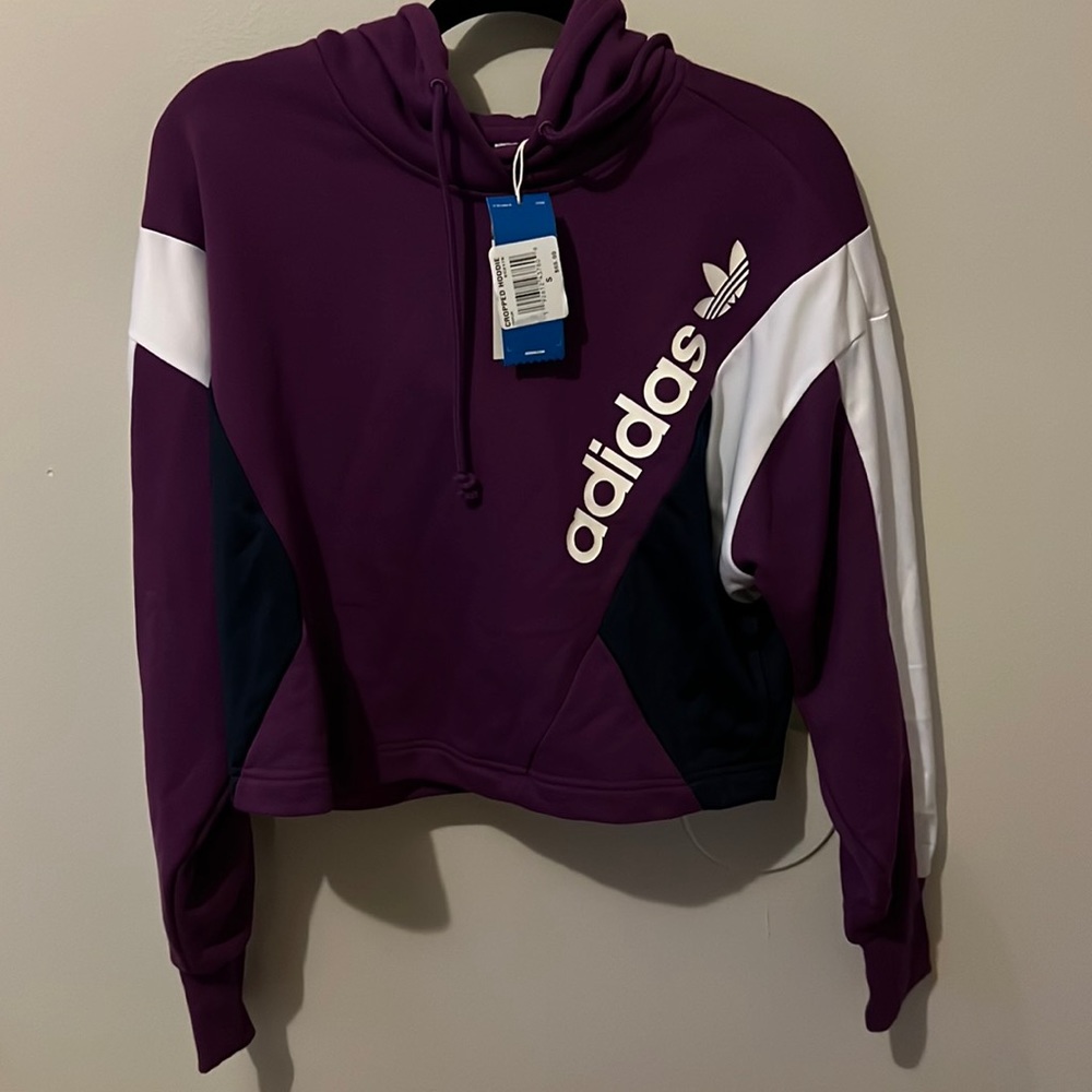 Adidas Purple Cropped Hoodie NWT